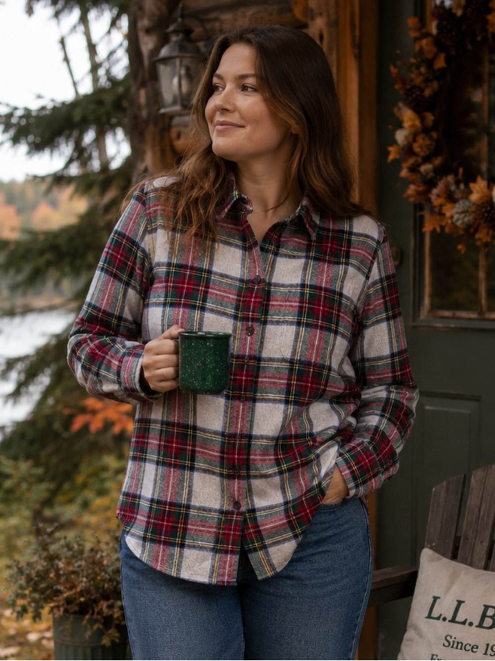 L.L.Bean Women’s Flannel Plaid Shirt Relaxed Fit Medium Tartan Cabinecore Cozy